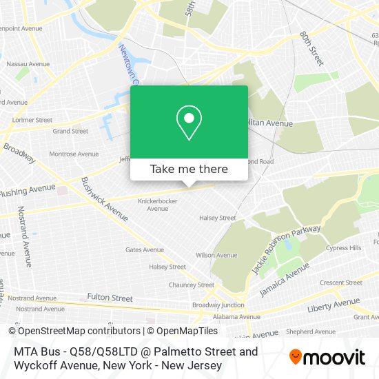 Mapa de MTA Bus - Q58 / Q58LTD @ Palmetto Street and Wyckoff Avenue