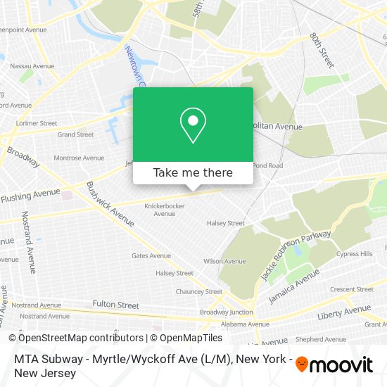 Mapa de MTA Subway - Myrtle / Wyckoff Ave (L / M)