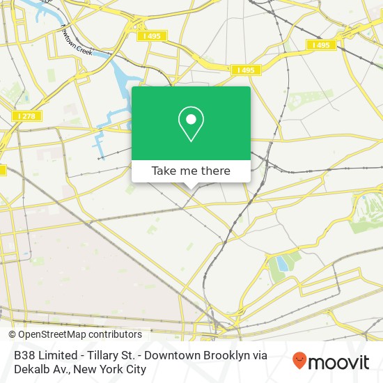 Mapa de B38 Limited - Tillary St. - Downtown Brooklyn via Dekalb Av.