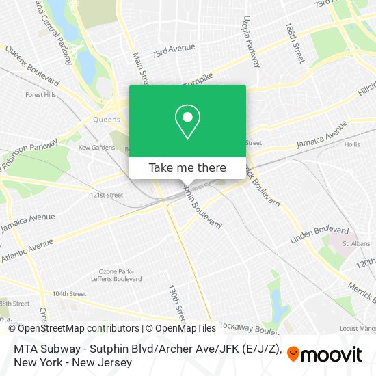Mapa de MTA Subway - Sutphin Blvd / Archer Ave / JFK (E / J/Z)
