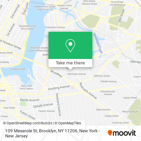 Mapa de 109 Meserole St, Brooklyn, NY 11206