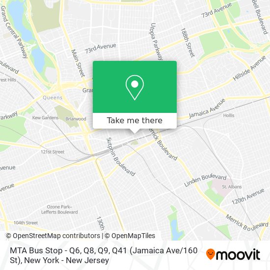 MTA Bus Stop - Q6, Q8, Q9, Q41 (Jamaica Ave / 160 St) map