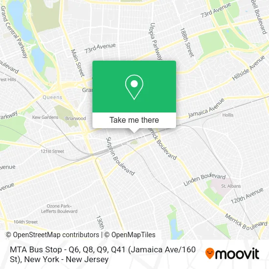 Mapa de MTA Bus Stop - Q6, Q8, Q9, Q41 (Jamaica Ave / 160 St)