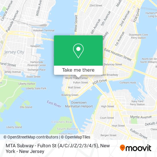 Mapa de MTA Subway - Fulton St (A / C/J / Z/2 / 3/4 / 5)