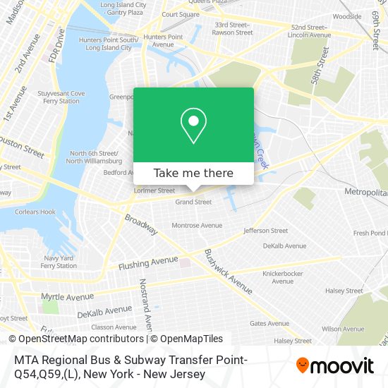 MTA Regional Bus & Subway Transfer Point-Q54,Q59,(L) map