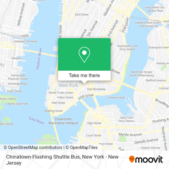 Mapa de Chinatown-Flushing Shuttle Bus