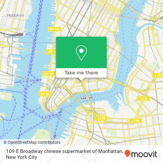 Mapa de 109 E Broadway chinese supermarket of Manhattan