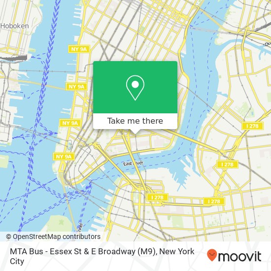 Mapa de MTA Bus - Essex St & E Broadway (M9)