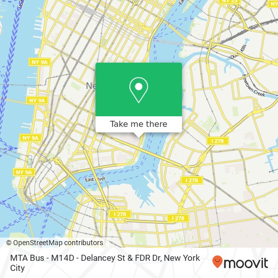 MTA Bus - M14D - Delancey St & FDR Dr map