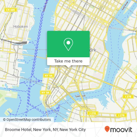 Mapa de Broome Hotel, New York, NY