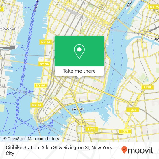 Citibike Station: Allen St & Rivington St map