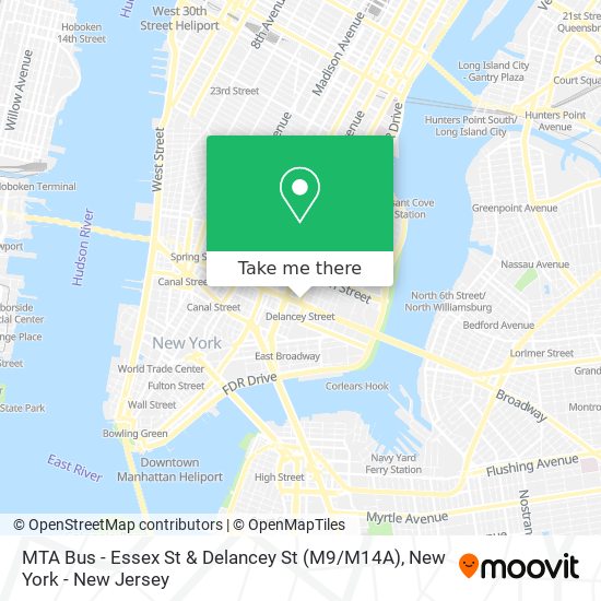 MTA Bus - Essex St & Delancey St (M9 / M14A) map