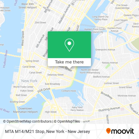 MTA M14/M21 Stop map