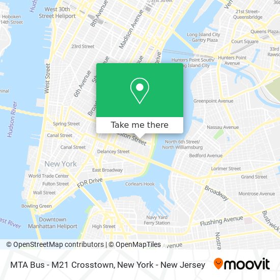MTA Bus - M21 Crosstown map