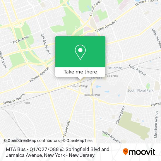 Mapa de MTA Bus - Q1 / Q27 / Q88 @ Springfield Blvd and Jamaica Avenue