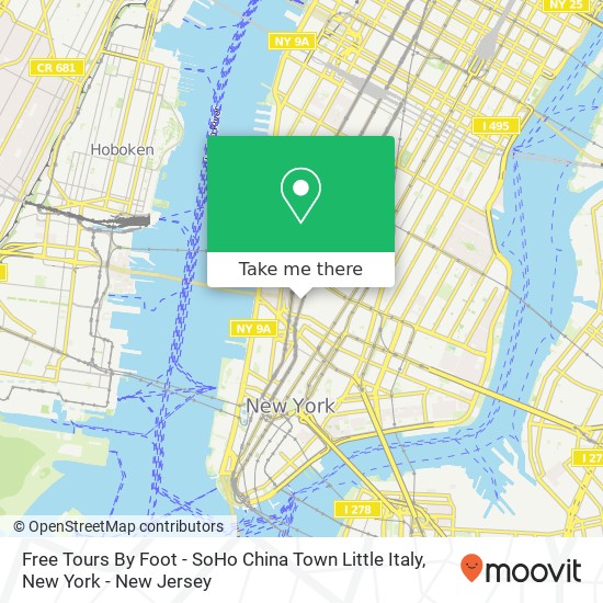 Free Tours By Foot - SoHo China Town Little Italy map