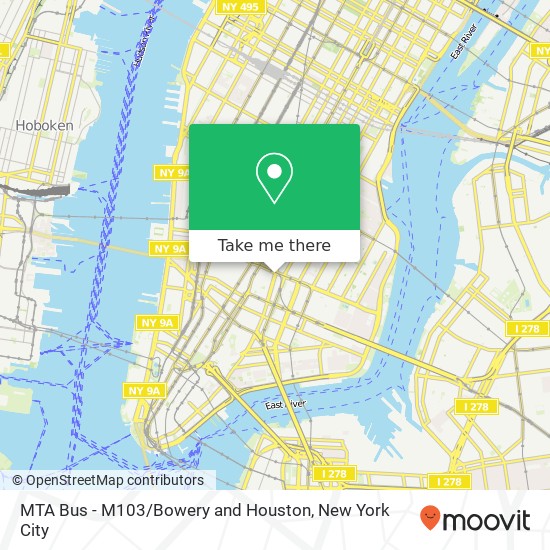 MTA Bus - M103 / Bowery and Houston map