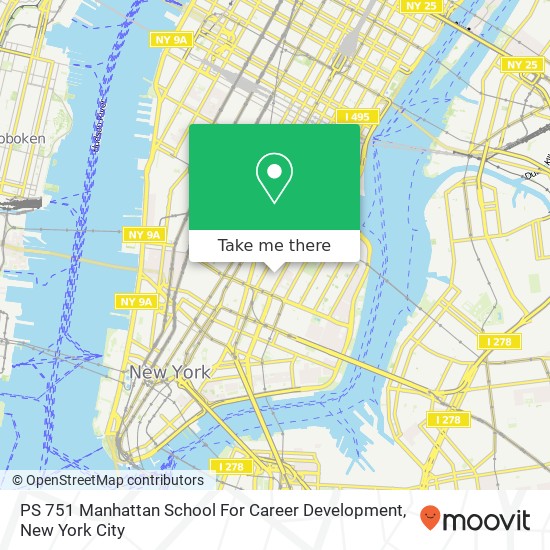 Mapa de PS 751 Manhattan School For Career Development