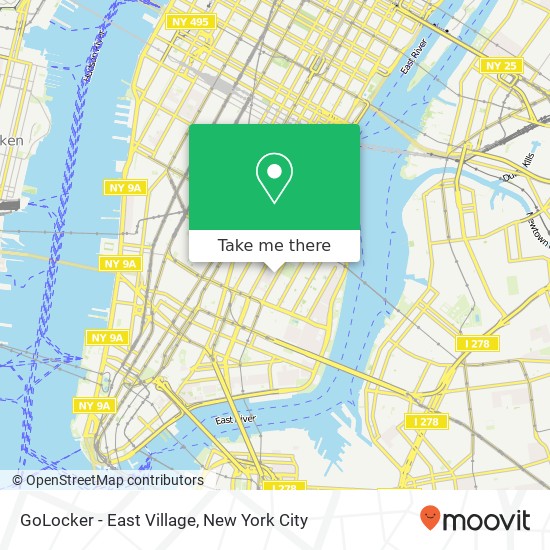 GoLocker - East Village map