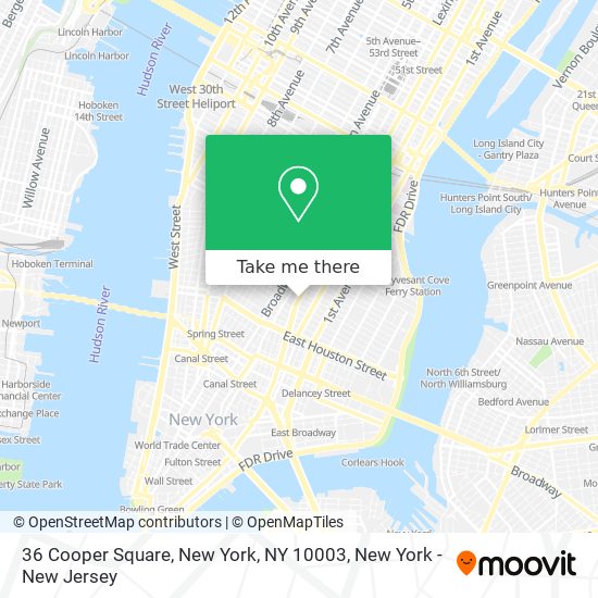 Mapa de 36 Cooper Square, New York, NY 10003