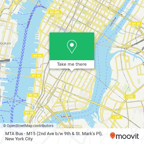 Mapa de MTA Bus - M15 (2nd Ave b / w 9th & St. Mark's Pl)