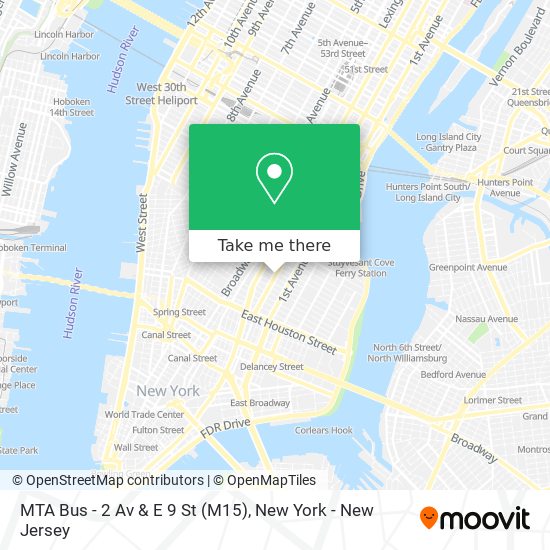 MTA Bus - 2 Av & E 9 St (M15) map