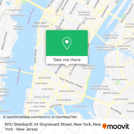 Mapa de NYU Steinhardt  34 Stuyvesant Street, New York