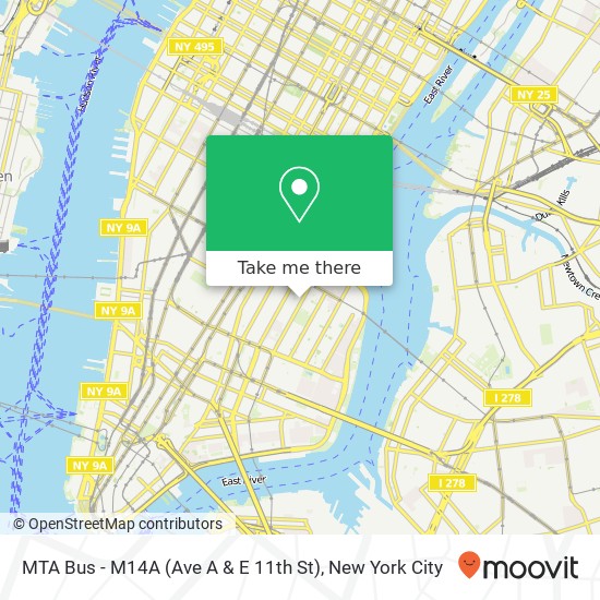 MTA Bus - M14A (Ave A & E 11th St) map