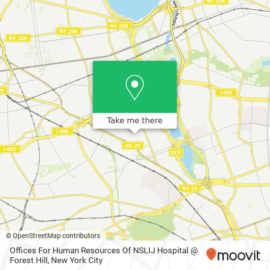 Mapa de Offices For Human Resources Of NSLIJ Hospital @ Forest Hill