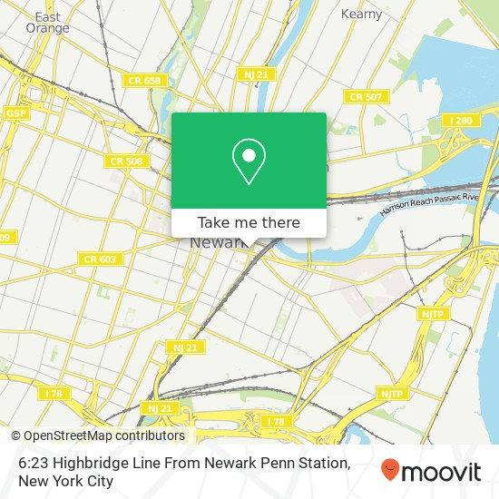 Mapa de 6:23 Highbridge Line From Newark Penn Station