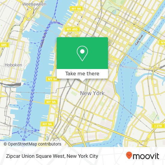 Mapa de Zipcar Union Square West