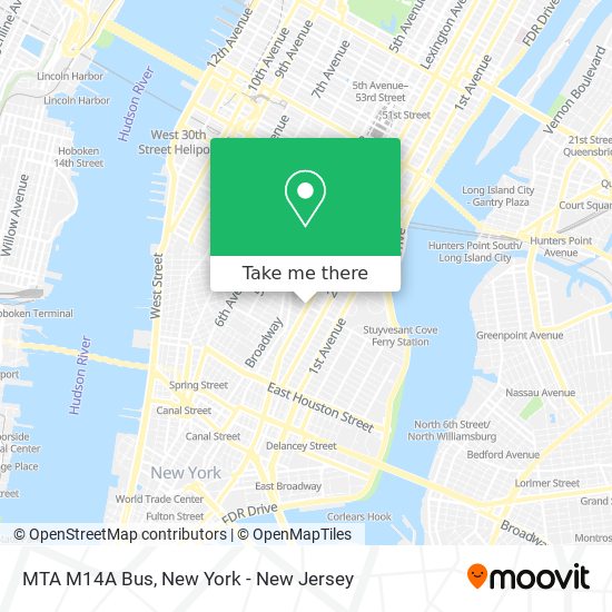 MTA M14A Bus map