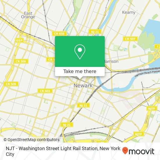 Mapa de NJT - Washington Street Light Rail Station