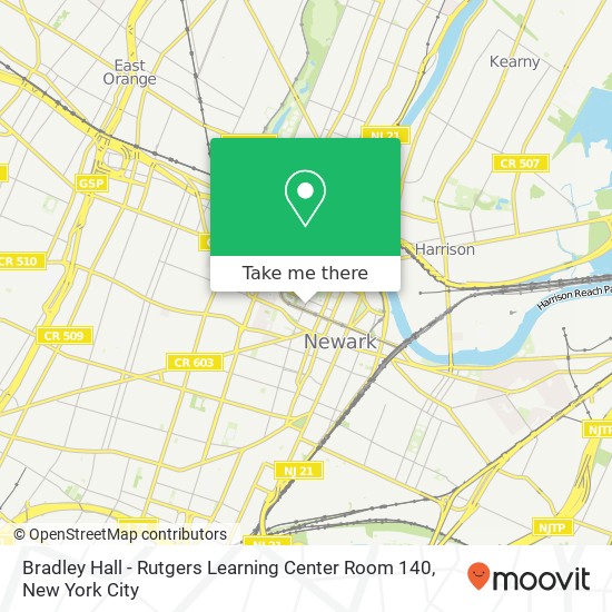 Mapa de Bradley Hall - Rutgers Learning Center Room 140