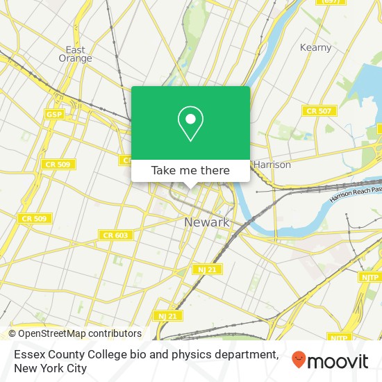 Mapa de Essex County College bio and physics department