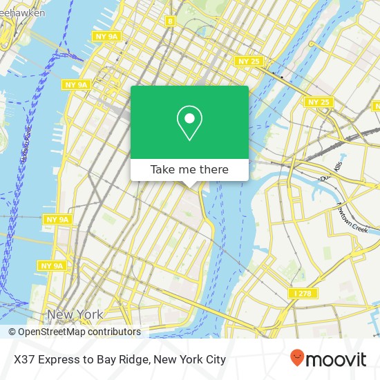 X37 Express to Bay Ridge map