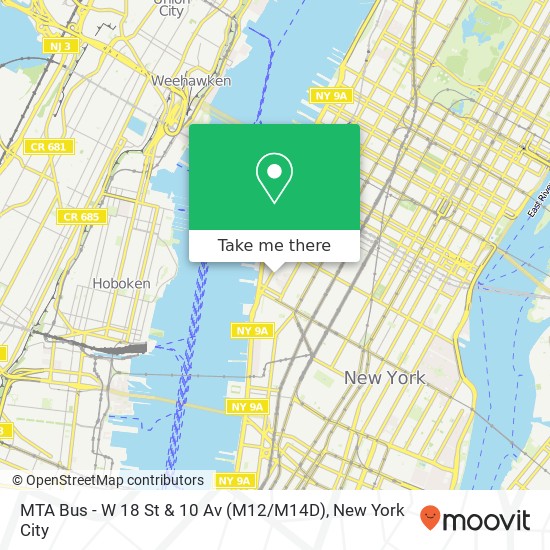 Mapa de MTA Bus - W 18 St & 10 Av (M12 / M14D)