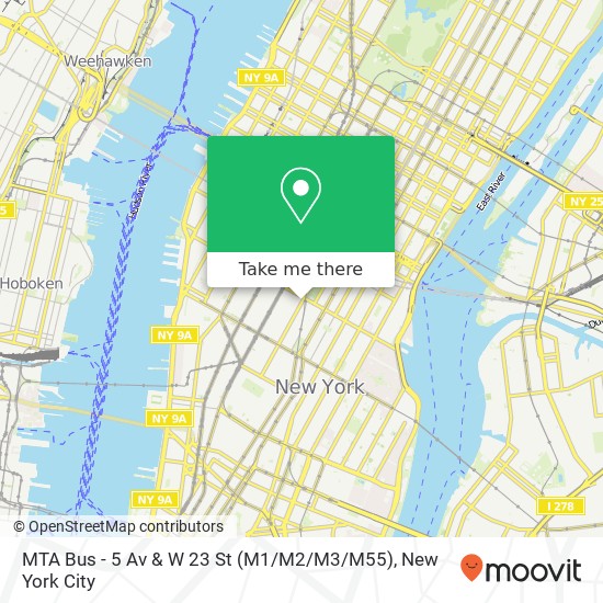 Mapa de MTA Bus - 5 Av & W 23 St (M1 / M2 / M3 / M55)