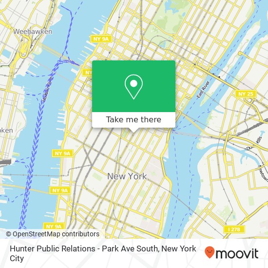 Mapa de Hunter Public Relations - Park Ave South