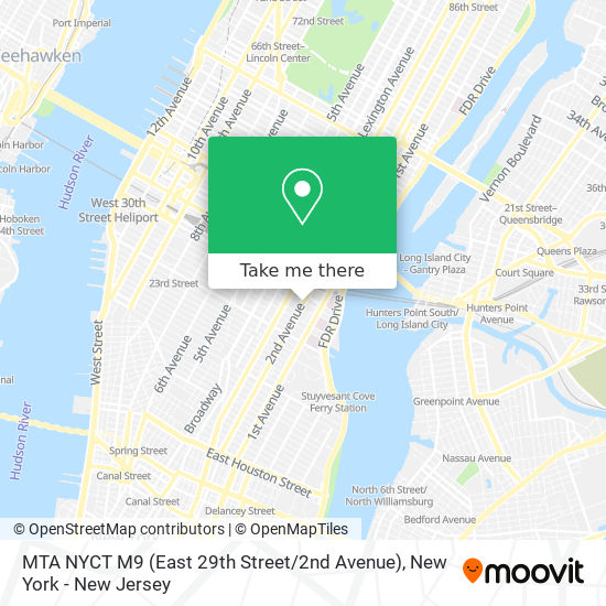 Mapa de MTA NYCT M9 (East 29th Street / 2nd Avenue)