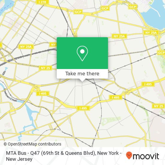 Mapa de MTA Bus - Q47 (69th St & Queens Blvd)