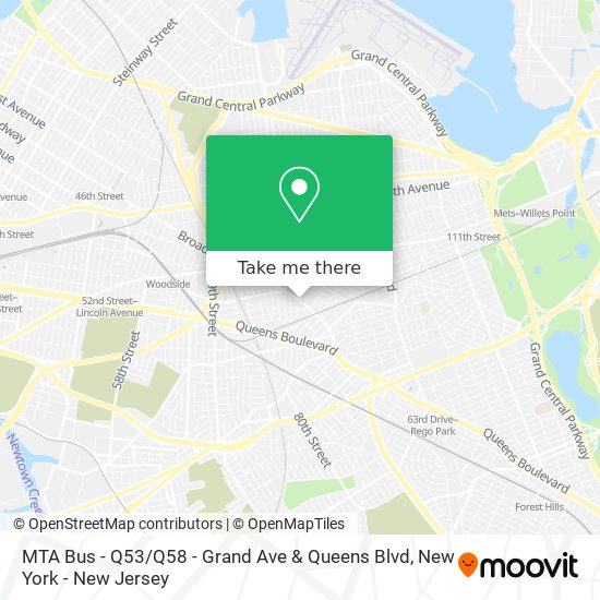 Mapa de MTA Bus - Q53 / Q58 - Grand Ave & Queens Blvd