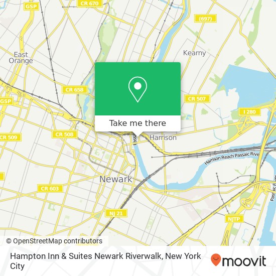 Hampton Inn & Suites Newark Riverwalk map