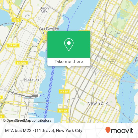 Mapa de MTA bus M23 - (11th ave)