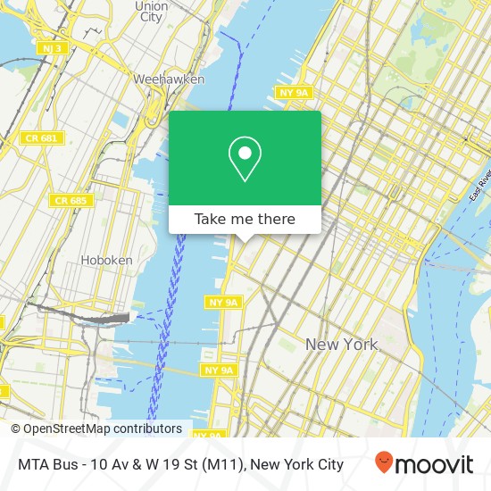 MTA Bus - 10 Av & W 19 St (M11) map