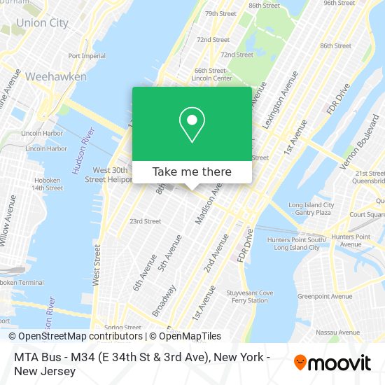 Mapa de MTA Bus - M34 (E 34th St & 3rd Ave)