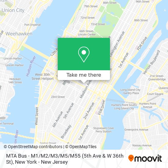 MTA Bus - M1 / M2 / M3 / M5 / M55 (5th Ave & W 36th St) map