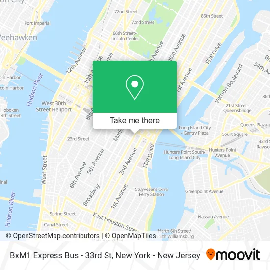 BxM1 Express Bus - 33rd St map