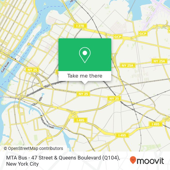 MTA Bus - 47 Street & Queens Boulevard (Q104) map