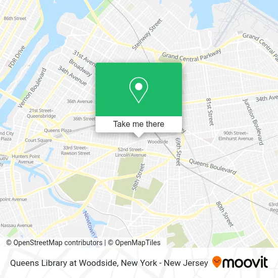 Queens Library at Woodside map